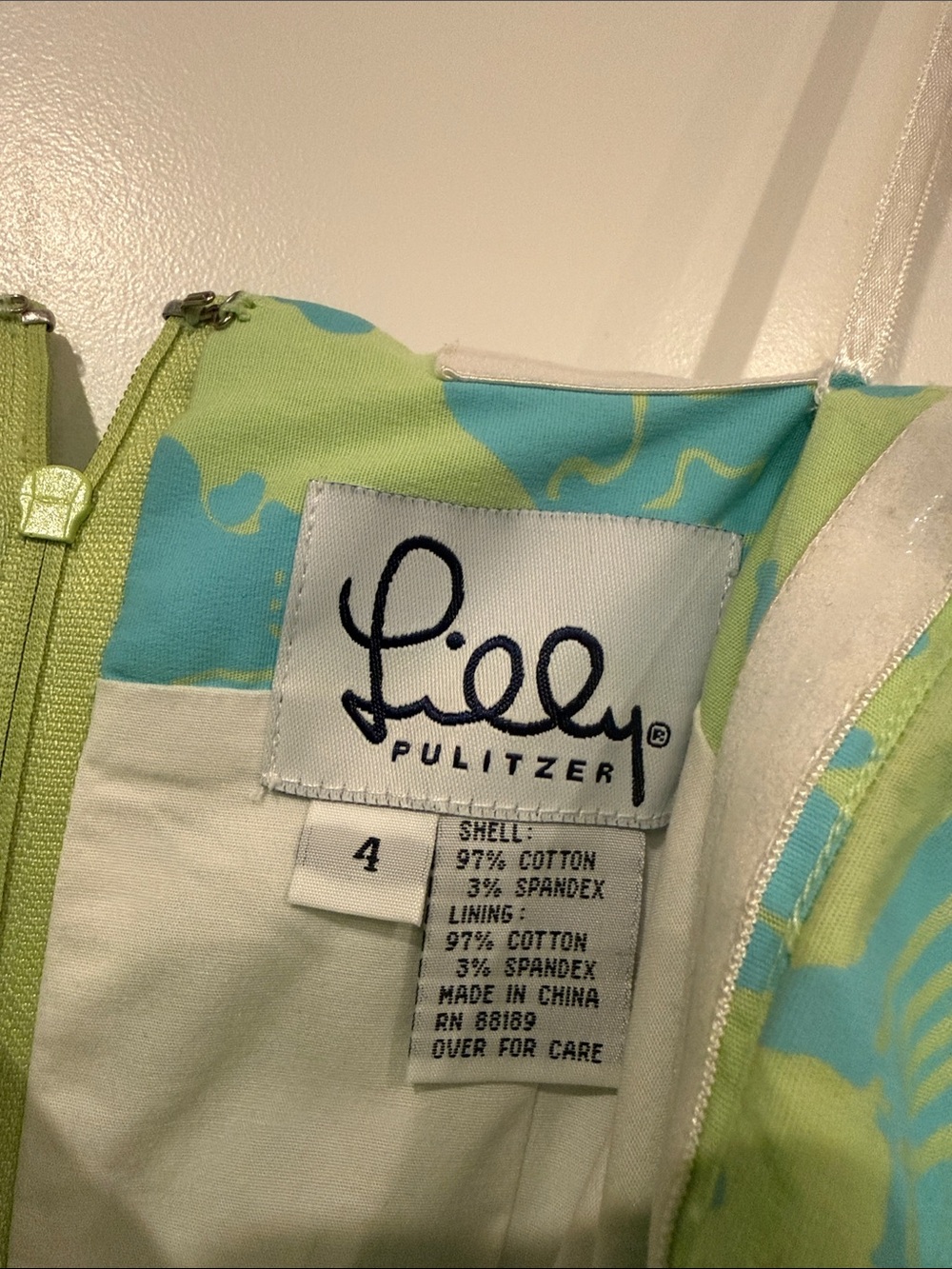 Vintage Lilly Pulitzer Lime & Aqua Strapless Seashell-Print Mini Dress - Picture 9 of 11